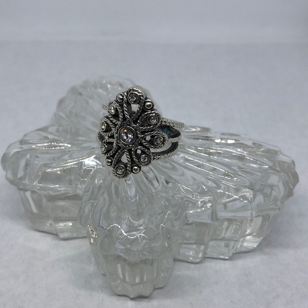 PREMIER Designs NAOMI Antiqued Silver Tone Ring w Rhinestones